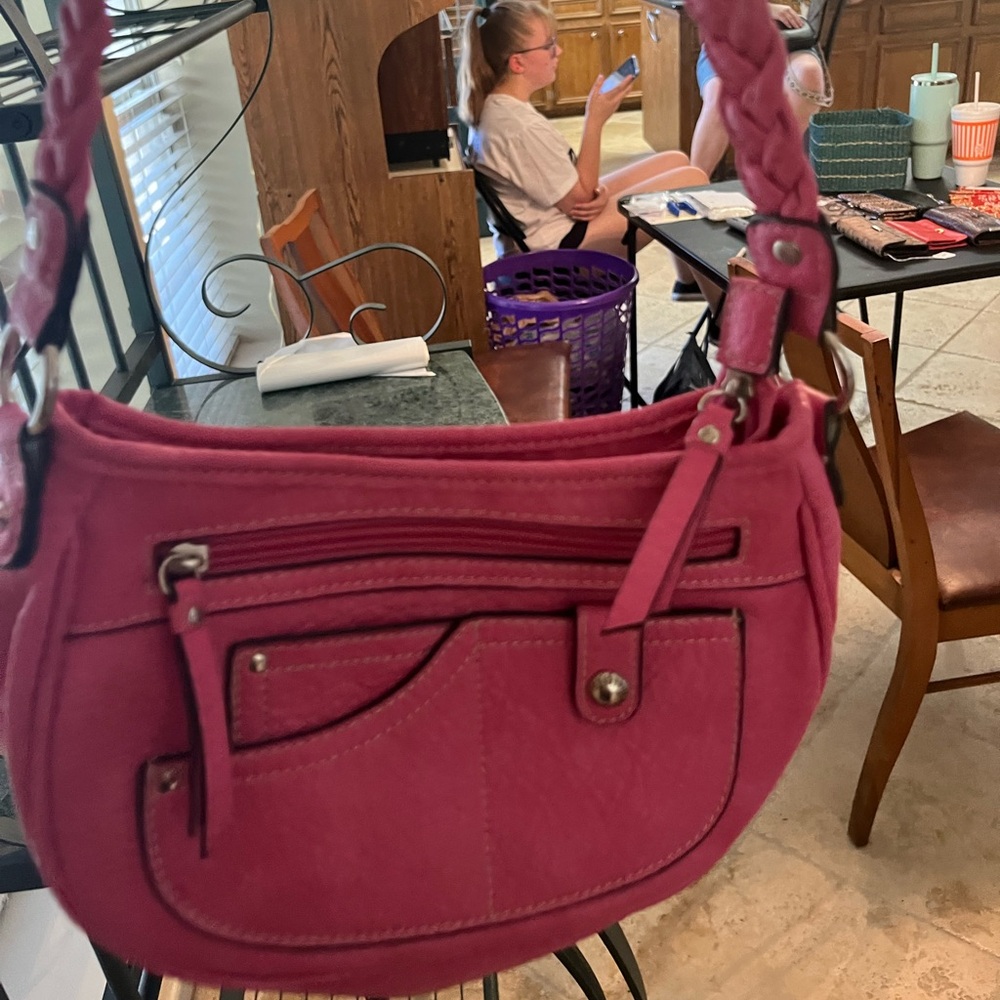 Hot pink Rosetti small purse w/ woven handle